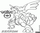 Zekrom, Pokémon légendaire, Dragon / électrique. Mascotte de Pokémon Blanc