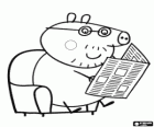 Papa Cochon lisant le journal. Le père de Peppa Pig