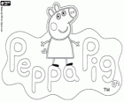 Un dessin à colorier avec le logo de Peppa Pig, le plus célèbre du petit cochon