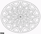 Mandala circulaire d'une étoile formée par les triangles et losanges ou rhombes