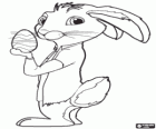 Hop, le lapin de Pâques avec un œuf de Pâques