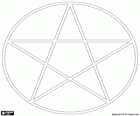 Pentacle, un pentagramme dans un cercle. Le symbole de la religion Wicca, une étoile à cinq branches