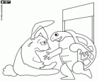 Le Lièvre et la Tortue. Le lièvre et la tortue à la fin de la course