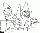 Gnomeo, Benny, Lady Blueberry et Shroom. Personnages de Gnoméo et Juliette
