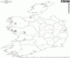 Carte de la République d'Irlande. Pays qui occupe l'île d'Irlande avec l'Irlande du Nord dans l'océan Atlantique