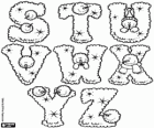 Lettres majuscules de S à Z de l'alphabet d'hiver