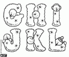 Lettres de la G à L. Alphabet avec bonhommes de neige