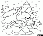 Lapin avec un sapin de Noël