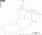 Carte du Sultanat d'Oman. Capitale : Mascate. Pays côtier situé dans le sud-est de la péninsule arabique