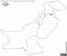 Carte de la République islamique du Pakistan. Capitale : Islamabad. Pays avec côtes à la mer d'Arabie