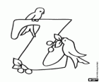 Lettre Z avec deux petits oiseaux