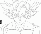 Le visage de Goku, un guerrier Super Saiyan Dragon Ball