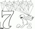 Numéro 7 et Grover avec sept cerfs-volants