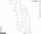 Carte du Togo, la République togolaise. Capitale : Lomé. Pays d'Afrique subsaharienne avec côte du golfe de Guinée