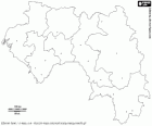 Carte de la République de Guinée. Capitale: Conakry. Pays d'Afrique de l'ouest avec la côte de l'océan Atlantique