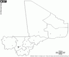 Carte de la République du Mali. Capitale: Bamako. Pays intérieur dans l'ouest de l'Afrique