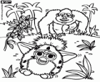 Un Furby dans la jungle avec un gorille