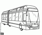 Un autobus articulé de deux modules. Un bus très long