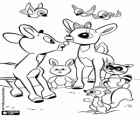 Les rennes Rudolph et Clarice avec les animaux de la forêt