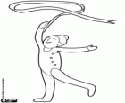 Gymnaste rythmique dans l'exercice de ruban