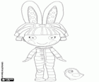 Une poupée Lalaloopsy avec pyjama rayé et oreilles de lapin