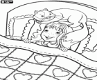 Holly Hobbie dans le lit avec Bonnet, la minette