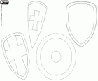 Quatre types de boucliers médiévaux