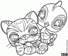 Deux animaux de Littlest PetShop: un petit tigre et un petit oiseau