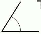 Angle de 60 degrés. Angle aigu, angle plus grand que 0 ° et inférieur à 90 °. Un sixième de cercle