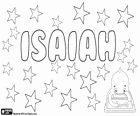 Isaiah, nom d'origine hébraïque. Nom biblique, le prophètes Isaïe. Sa signification est Qu'yahvé est le Salut