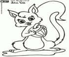L'écureuil avec une belle queue a un gland. Dessin de Julieta Vitali