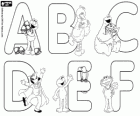 Alphabet de la Rue Sésame, lettres majuscules de A à F