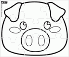 Puzzle avec un masque de porc un peu