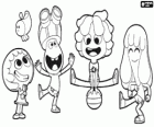 Groupe de personnages qui vivent sur la planète de Jammbo de Jelly Jamm
