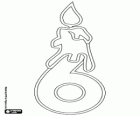 Dessin pour remplir avec un numéro six avec une bougie