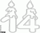 Un quatorze, un 1 et un 4 avec bougies