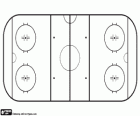 La patinoire de hockey sur glace, patinage sur glace rectangulaire avec coins arrondis