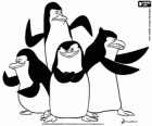 Le groupe de pingouins prêts pour l'action. Les Pingouins de Madagascar