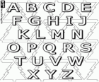 L'alphabet sur un fond d'arbres de Noël
