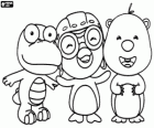 Pororo avec deux de ses amis, Crong et Loopy
