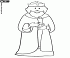 Le roi Balthazar avec son cadeau pour l'enfant Jésus