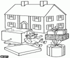 Quelques cadeaux de Noël, une maison de poupées, une poupée et autres cadeaux pour ouvrir