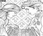 La princesse Leonora et le Prince jouant un intéressant match d'échecs