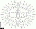 Le monogramme du nom de Jésus Christ, les lettres IHS au sein d'un soleil. Un symbole du christianisme