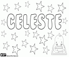Céleste, nom de jeune fille en anglais et en Français. En Français, il est également utilisé comme nom masculin. Céleste, dérivée du Latin Caelestis, sa signification est céleste