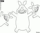 Les trois cochons coquines vivent à proximité des moutons. Ils essaient toujours de créer des problèmes contre Shaun et ses ouailles