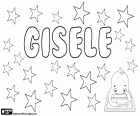 Gisèle, nom de jeune fille d'origine germanique. Gisele, variante de Giselle et Gisela