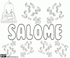 Salomé, nom d'origine hébraïque pour fille. Salomé, nom biblique, dérivé du mot hébreu shalom, ce qui signifie paix. Salomé est un nom utilisé dans plusieurs langues. Ce nom est écrit avec un accent dans certaines variantes, par exemple en français Salomé