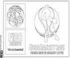 Logo de le Championnat d'Europe de basket-ball 2015, FIBA EuroBasket 2015. Le Championnat se tiendra du 5 au 20 septembre dans cinq villes dans quatre pays d'Europe, Montpellier et Lille en France, Zagreb en Croatie, Berlin en Allemagne et Riga en Lettonie