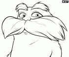 Le visage du principal protagoniste, le Lorax avec ses sourcils distinctifs et moustache